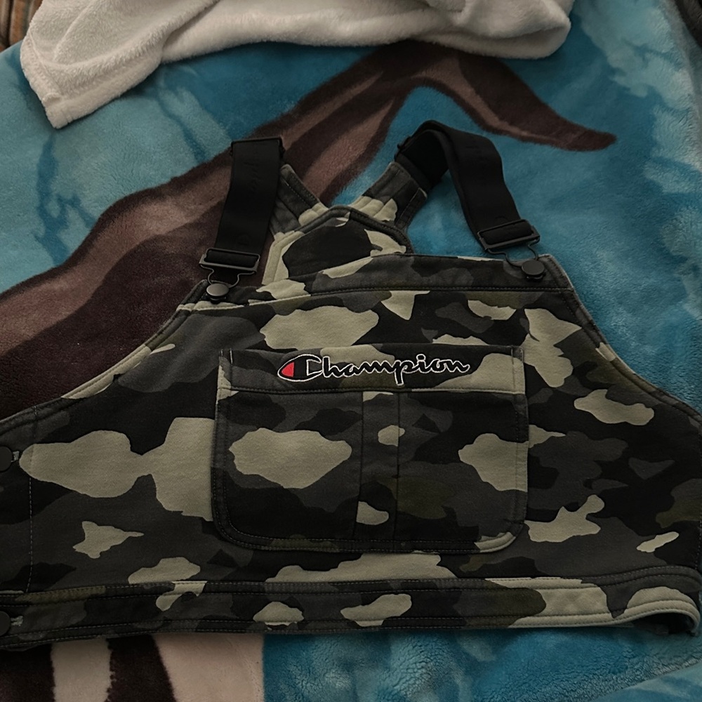 Champion Olive and Black Camo Crop Overall Top